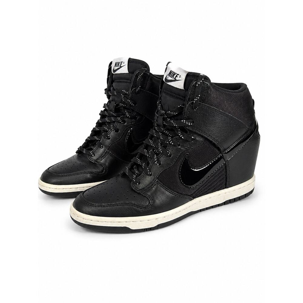 Nike Dunk Sky Hi Black Wedge Sneakers Womens 7.5 Hidden Heel 644877-010